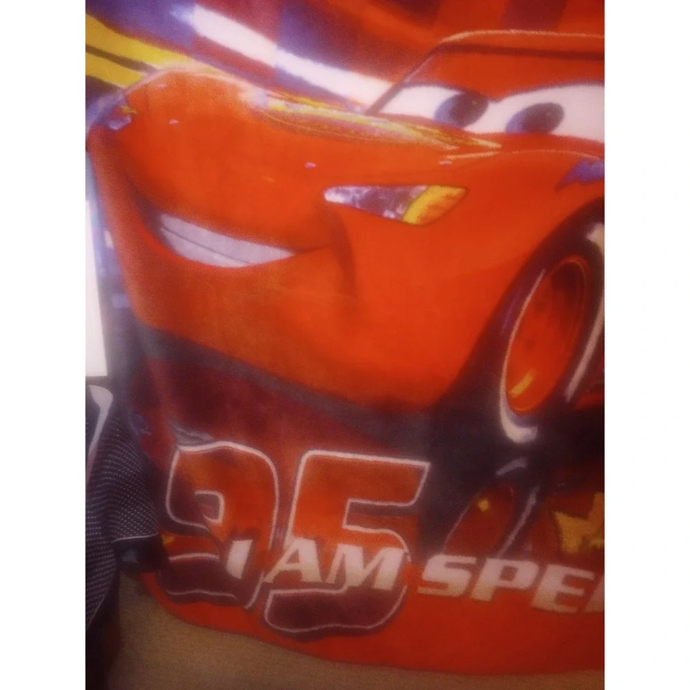 Vtg Disney Pixar Cars Lightening McQueen Throw Blanket 45x60 Piston Cup‎ Fleece